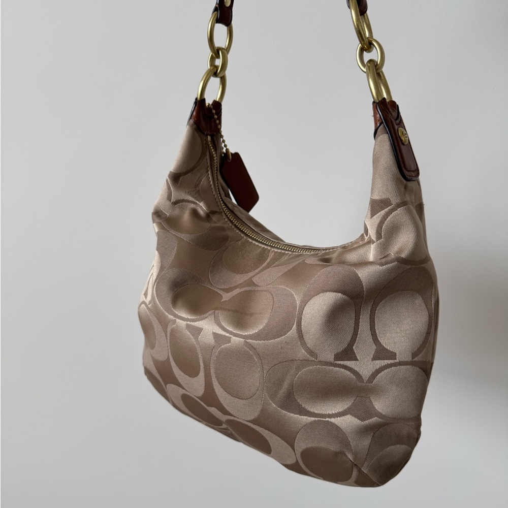 COACH Beige Signature Canvas and Leather Kristin Hobo Purse - Picture 10 of 13